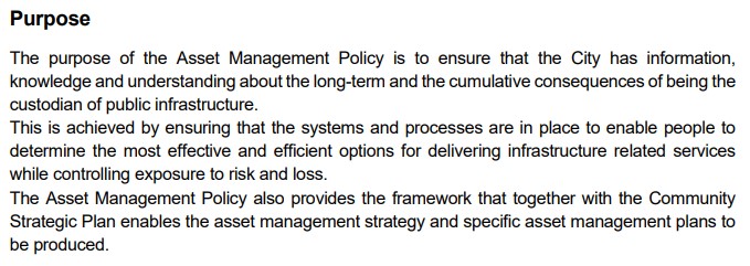 An example of an asset management policy Purpose section.