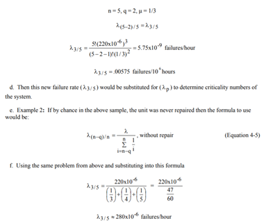 FMECA equations example