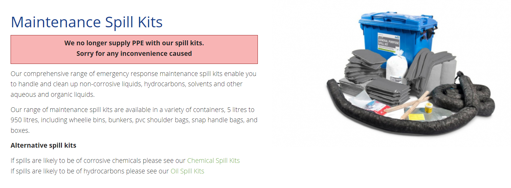 Maintenance spill kit
