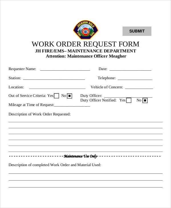 basic work request template