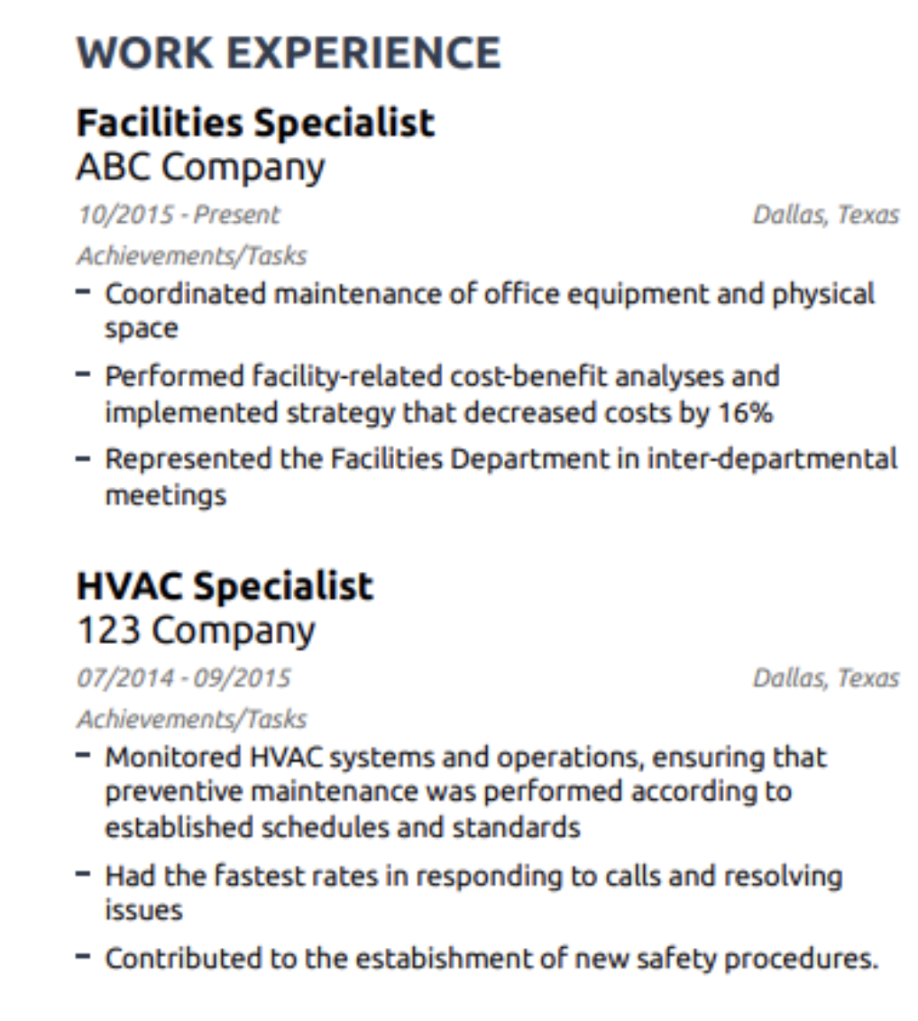 Inspiring Facility Maintenance Resume Examples | Limble CMMS