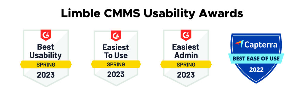 Limble CMMS awards for usability and ease of use.