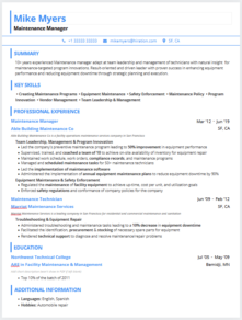 How To Write A Maintenance Manager - Maintenance Manager Resume Sample 221x292 
