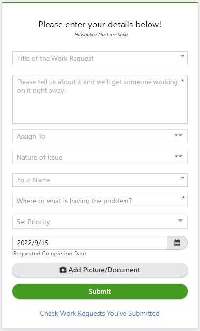 Limble work request portal example
